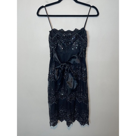 Masquerade y2K Whimsygoth Goth Fairy Black Lace Sequin Cocktail Dress Size 5/6 - Picture 3 of 6